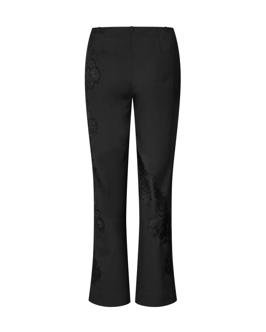 Samsøe Samsøe Black Sarhino Lace-Trim Straight-Leg Pants