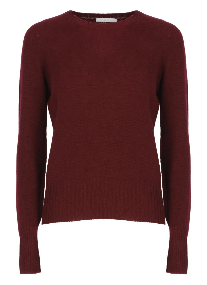 Oliver Lattughi Burgundy Cashmere Crew Neck Sweater
