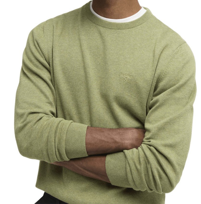Barbour Tailored-Fit Crewneck Sweater In Laurel Green