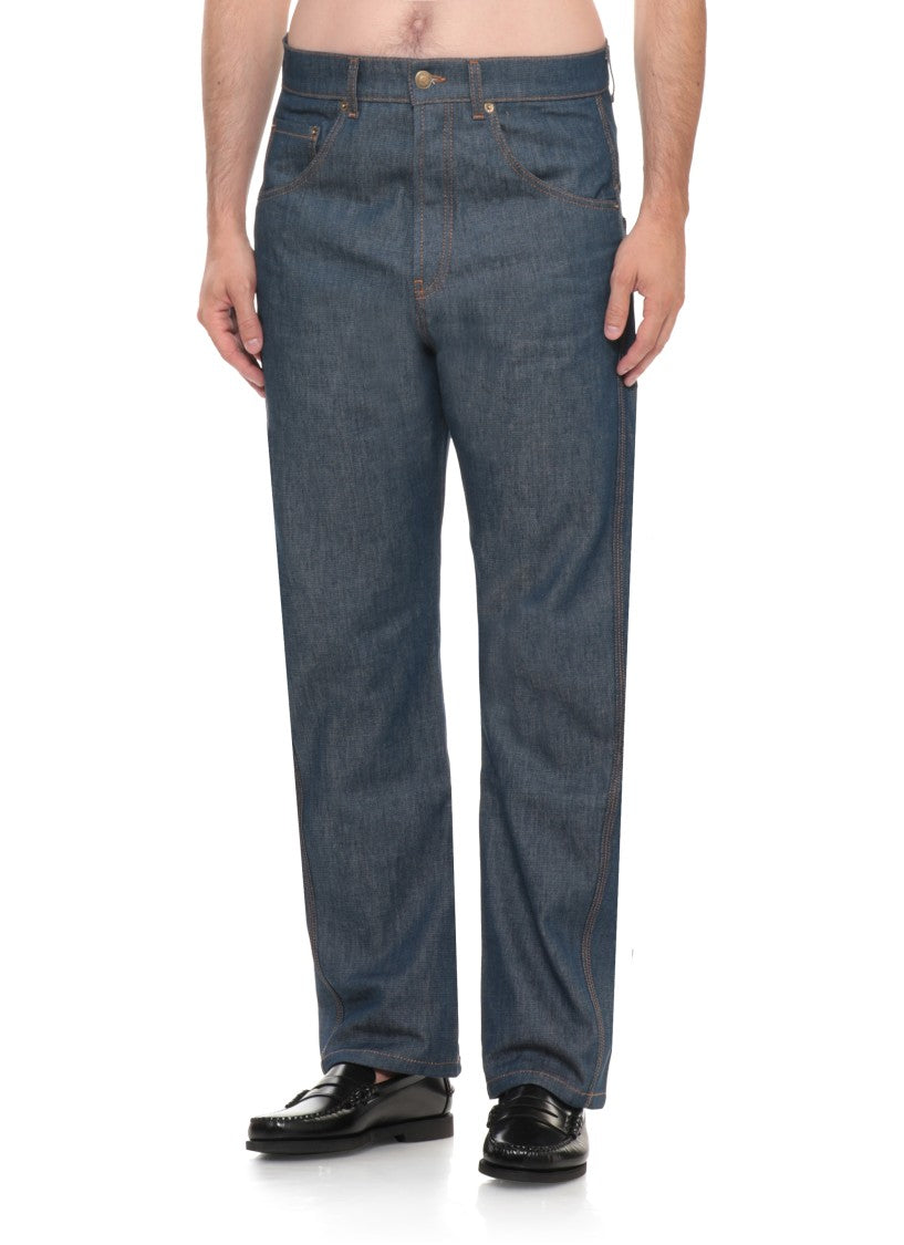 Moschino Blue Logo Details Straight-Leg Denim Jeans