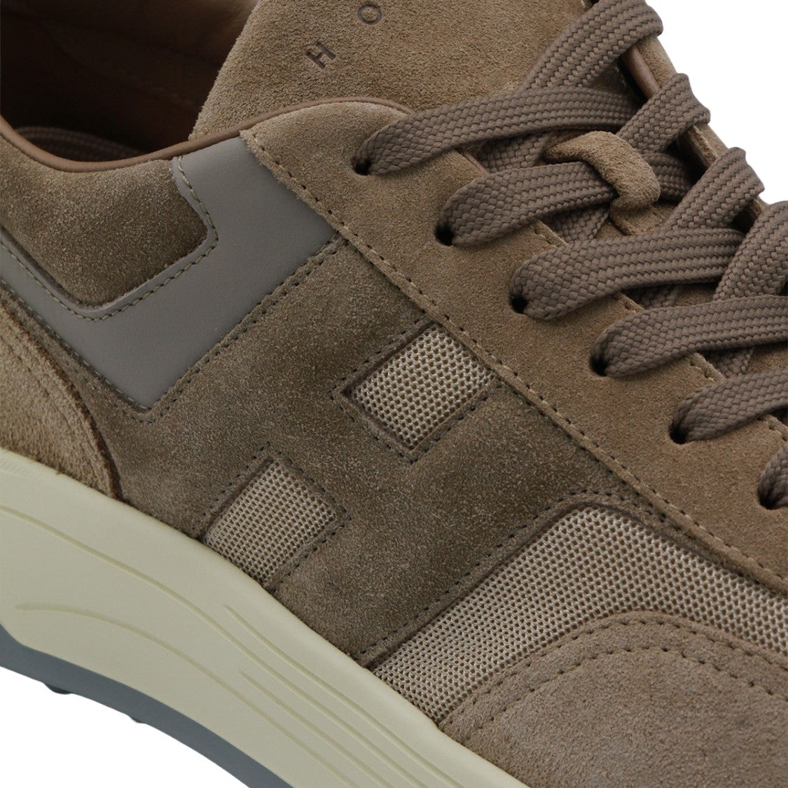Hogan Beige Suede And Mesh Sneakers With Sole