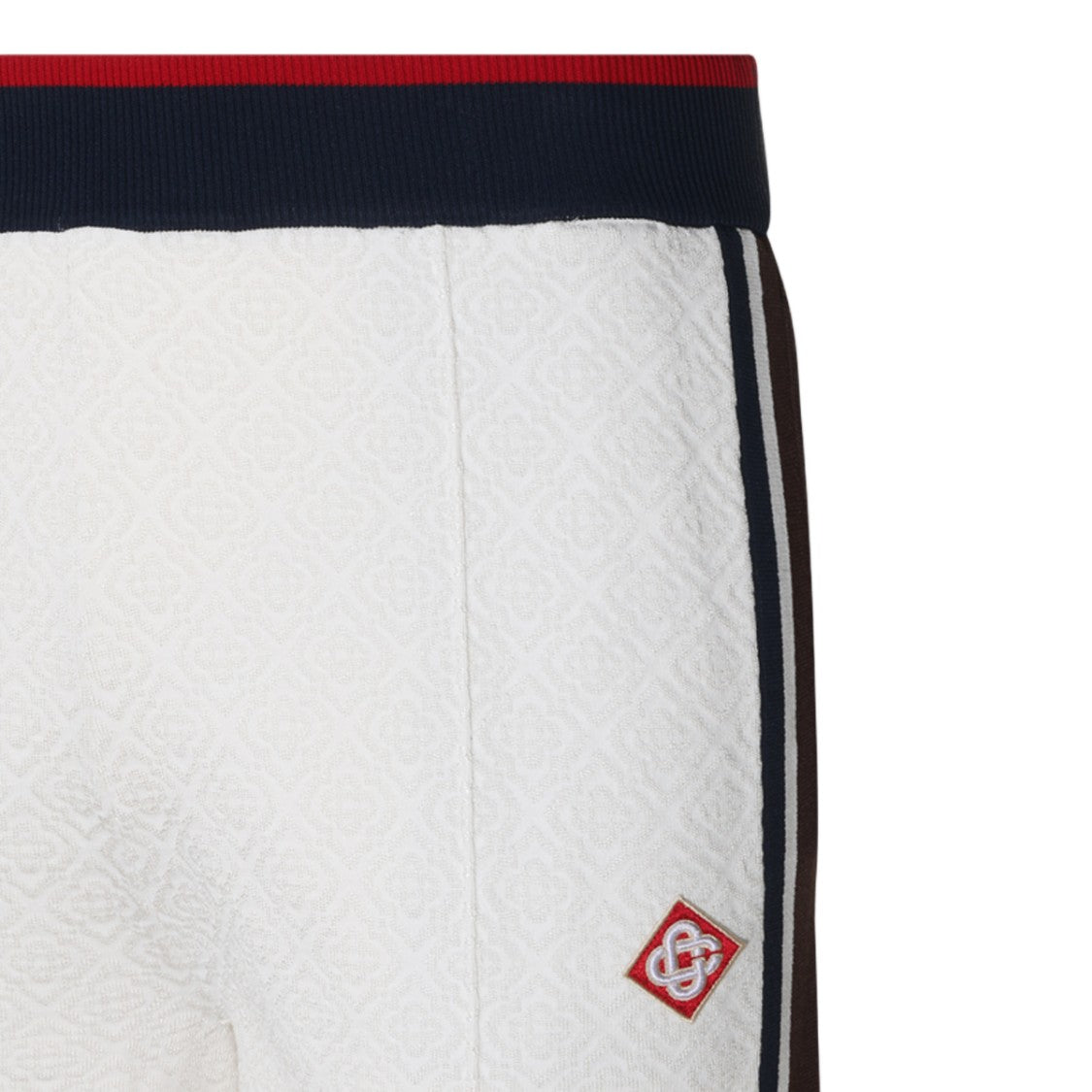 Casablanca White Textured Geometric Dual Stripe Trousers