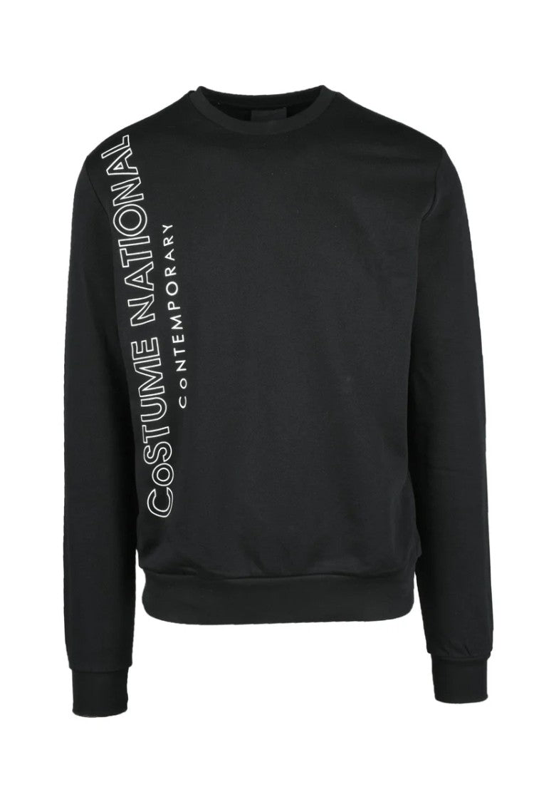 Costume National C. Black Minimalist Cotton Sweatshirt