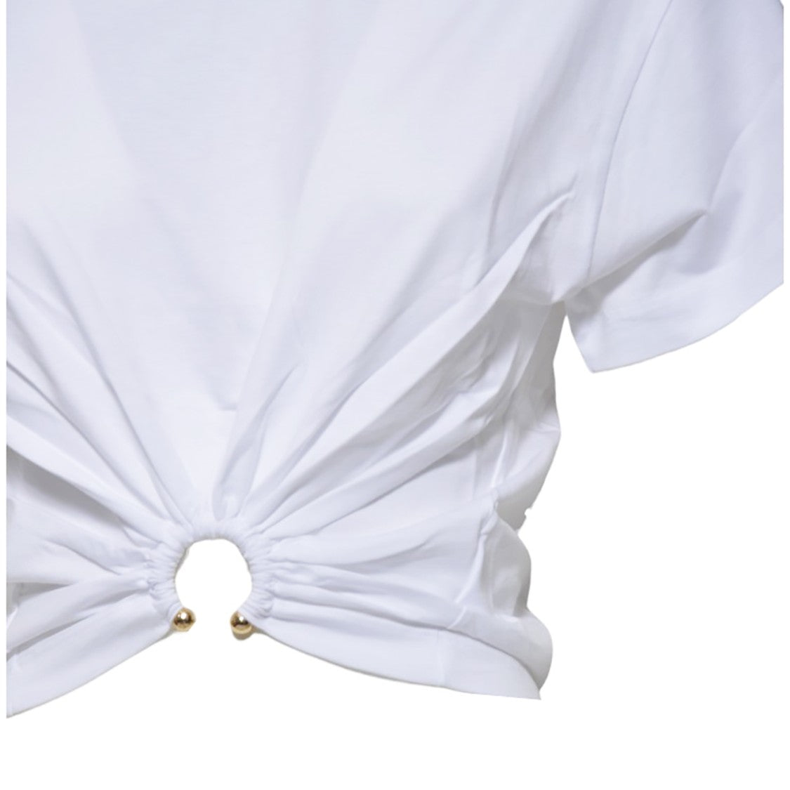 Rabanne White Cotton Piercing Cropped T-Shirt