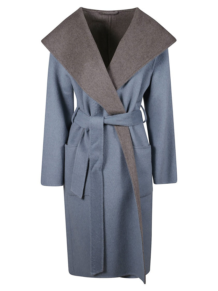 Parosh Relaxed Fit Long Coat With Contrasting Collar