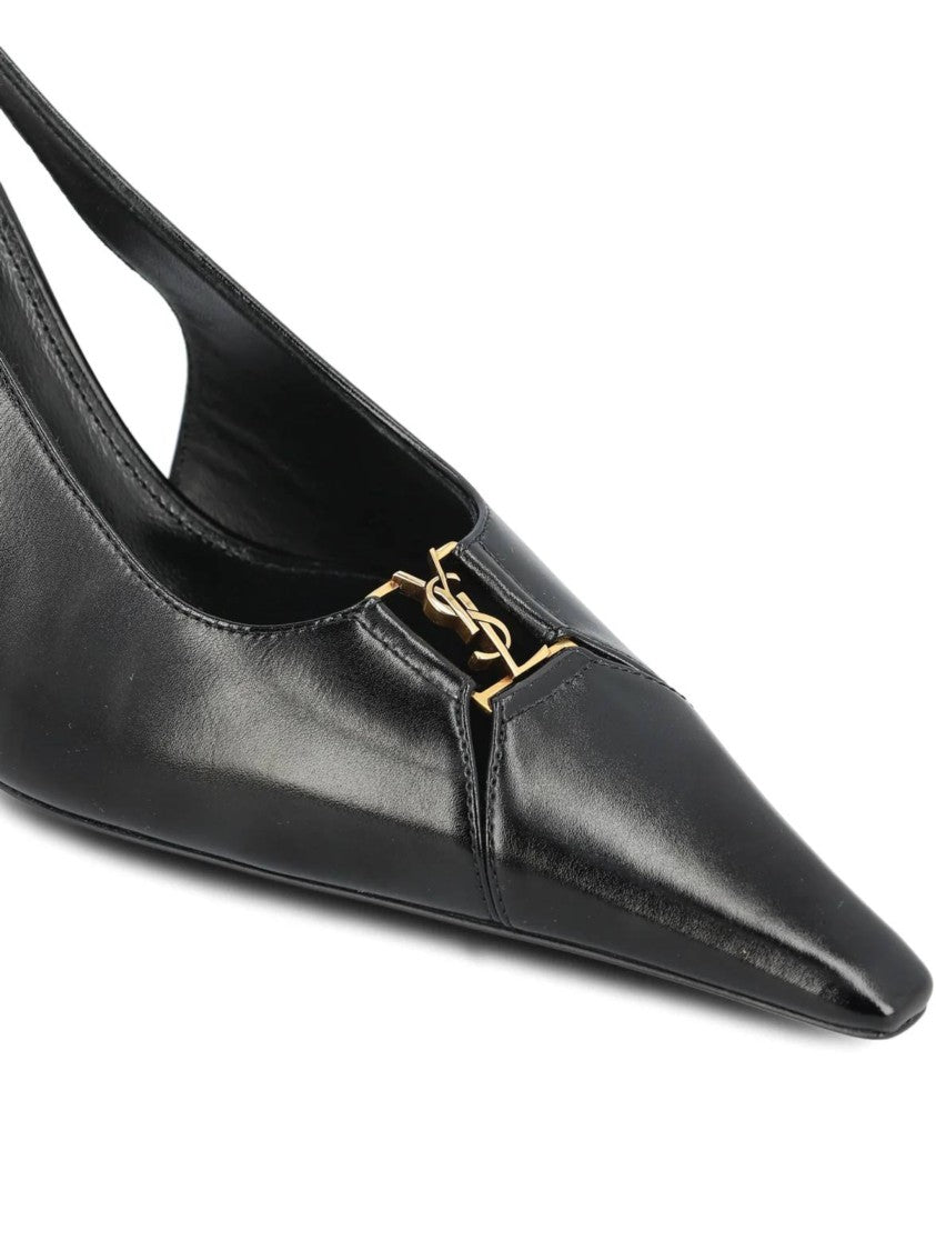 Saint Laurent Babylone 90 Pointed-Toe Leather Slingback Pumps