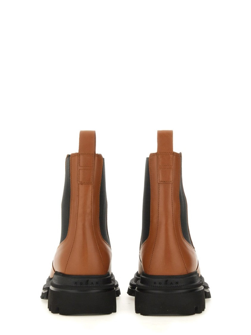 Hogan Brown Calfskin Chelsea Boots