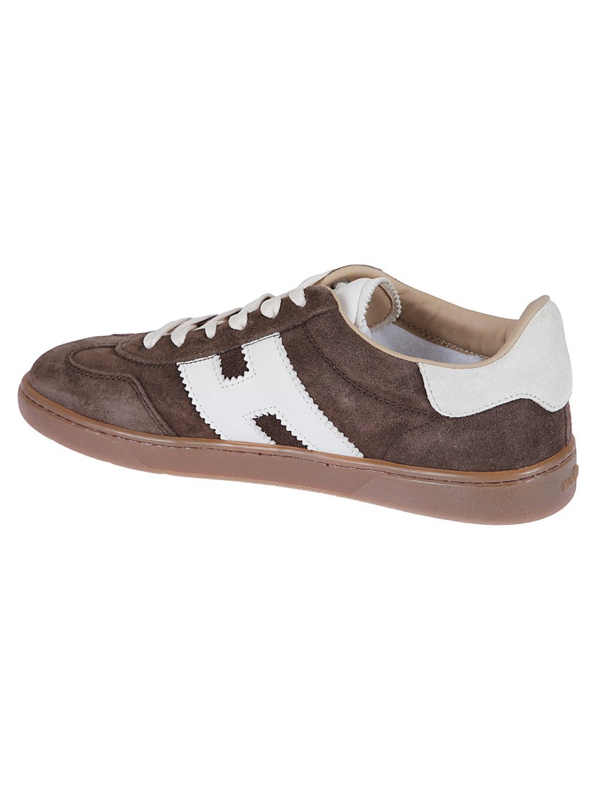 Hogan Dark Brown Suede Sneakers With Ivory Accents