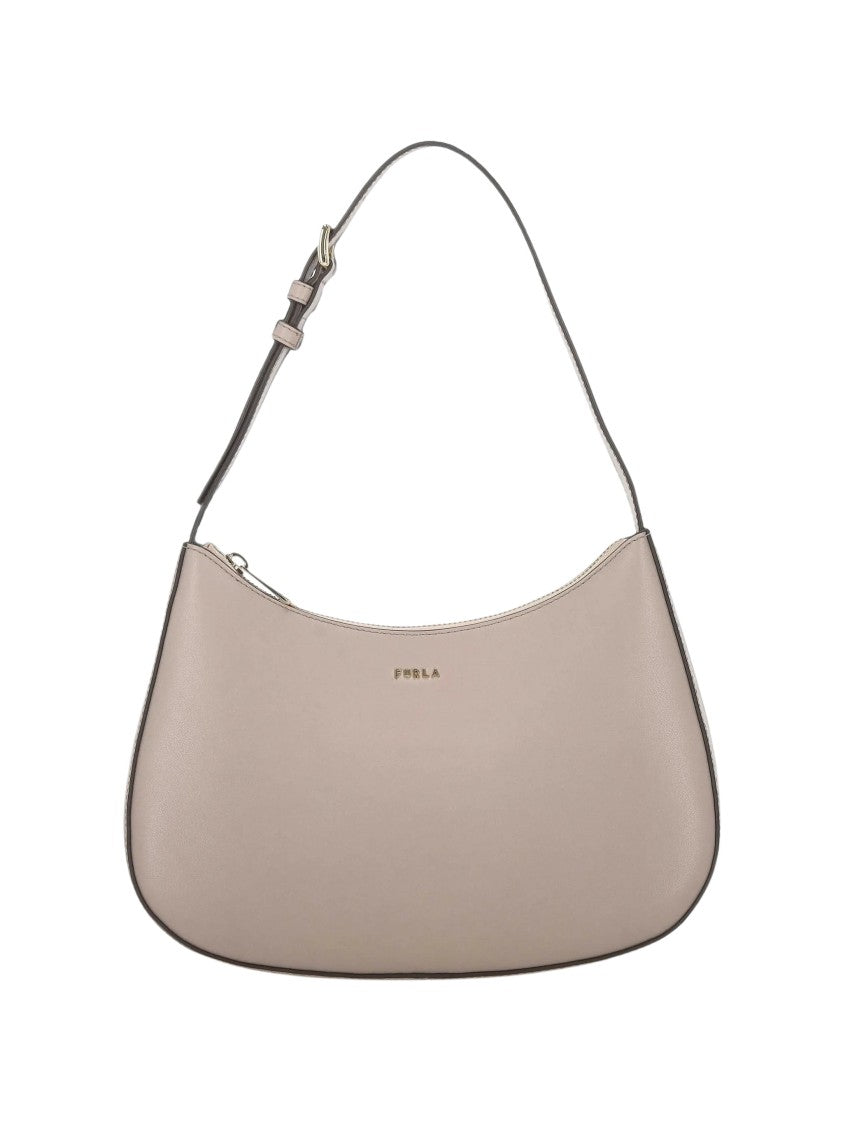Furla Curved Calf Leather Shoulder Bag With Gold-Tone Fittings