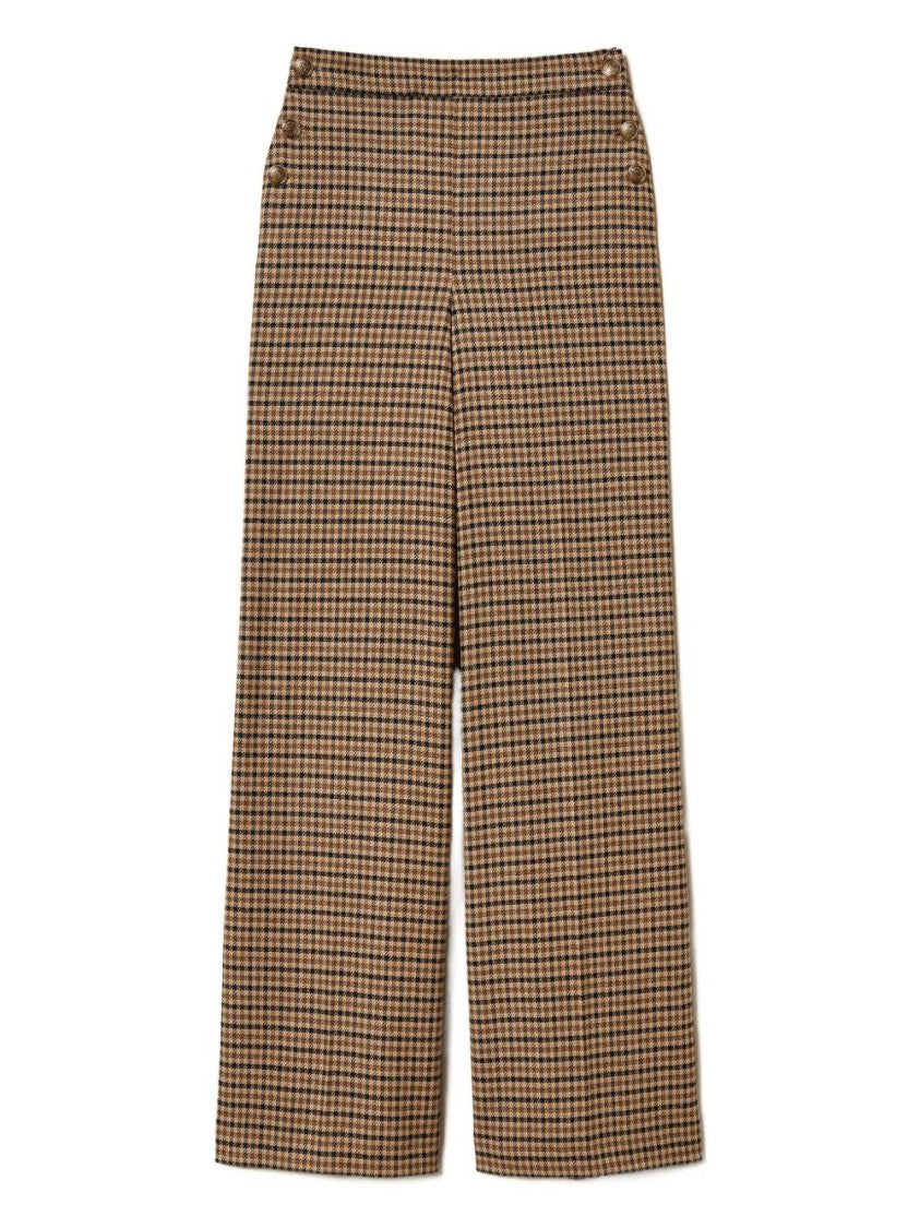 Twin-Set Houndstooth Wide-Leg Trousers With Tailored Fit