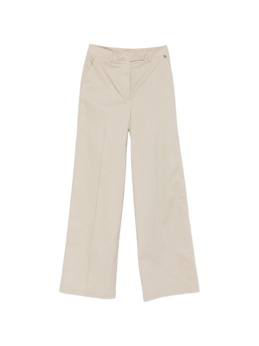 Liu Jo Beige Cotton Buttoned Wide-Leg Pants