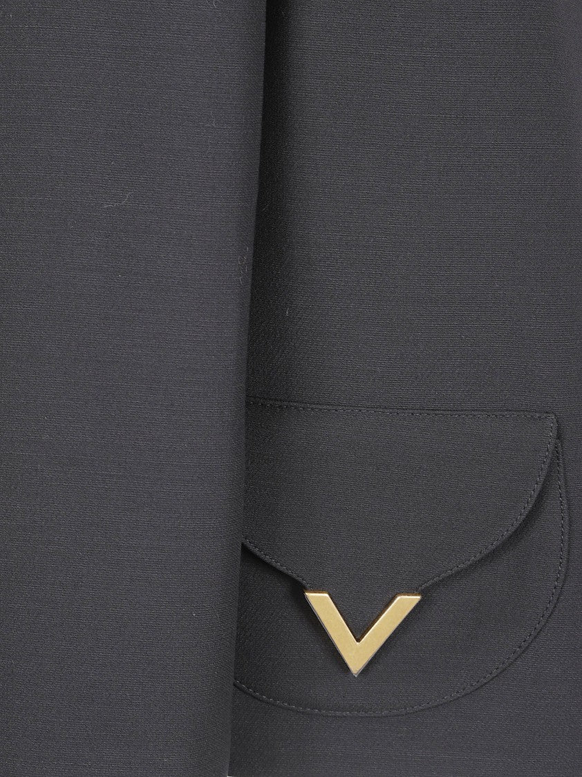 Valentino Garavani Short Black Jacket With Concealed Closure