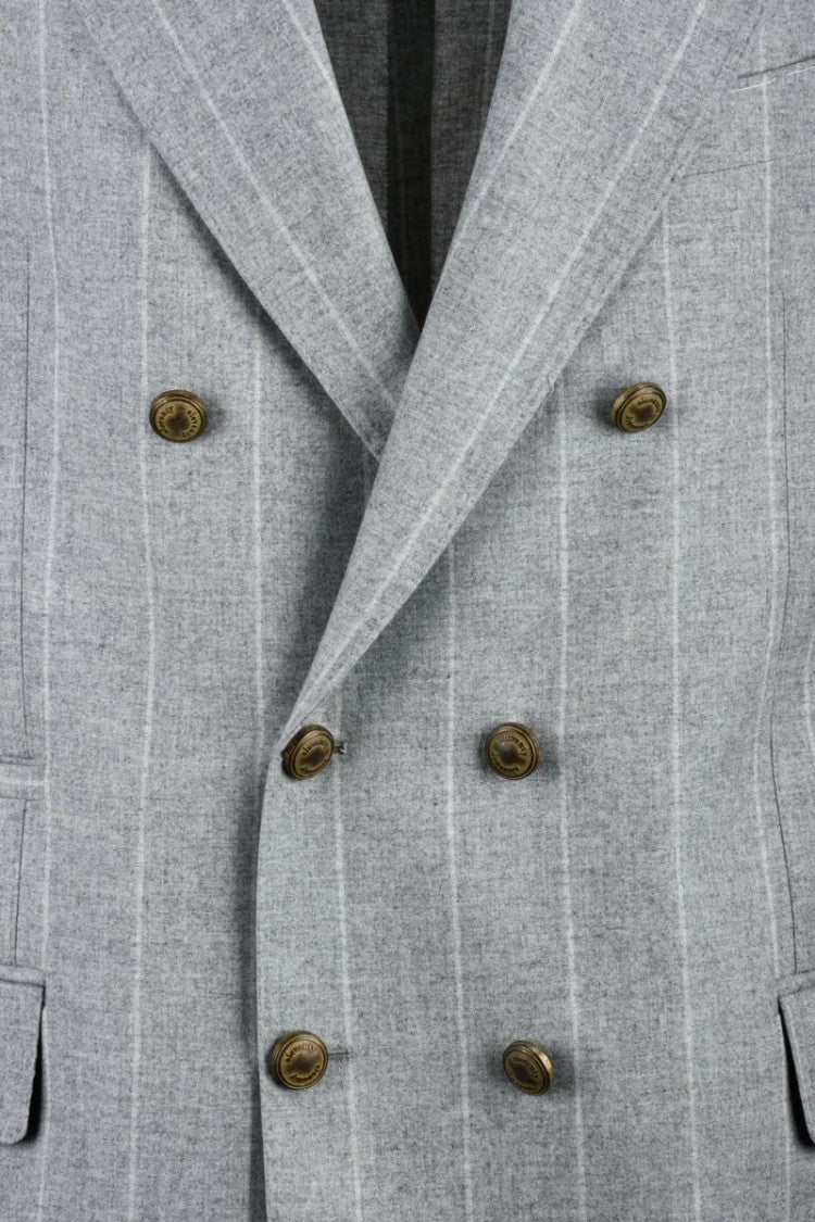 Eleventy Double-Breasted Jacket Wool Silk Cashmere - Grey
