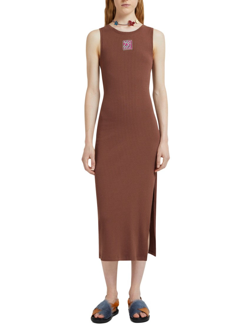 Marni Fitted Midi Dress With Ribbed Texture
