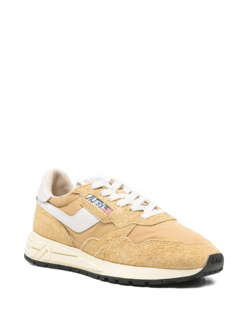 Autry Green Yellow Panelled Calf Suede Sneakers