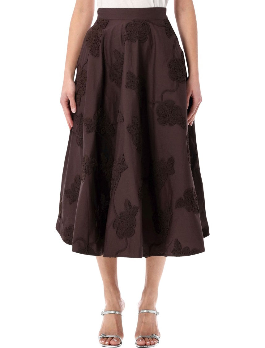 Rotate Brown Floral Maxi Skirt
