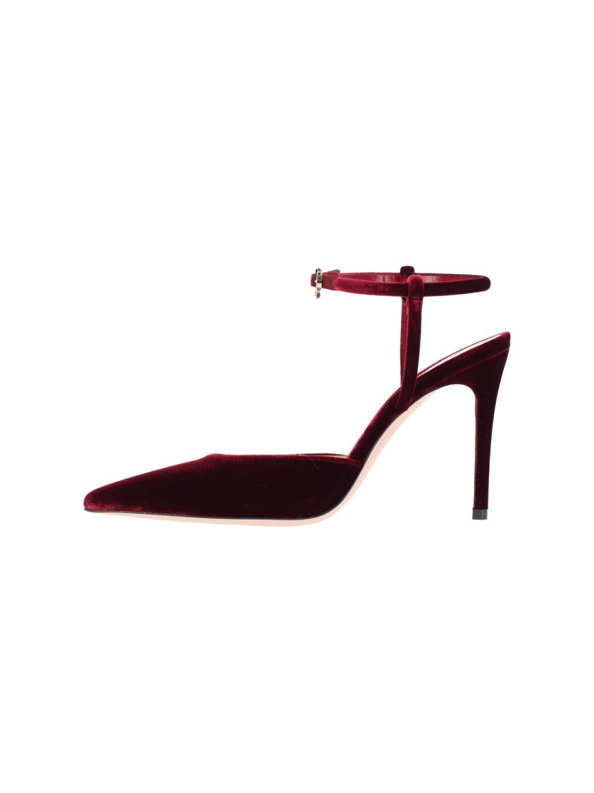 Gianvito Rossi Pointed-Toe Velvet Pumps With Ankle Strap