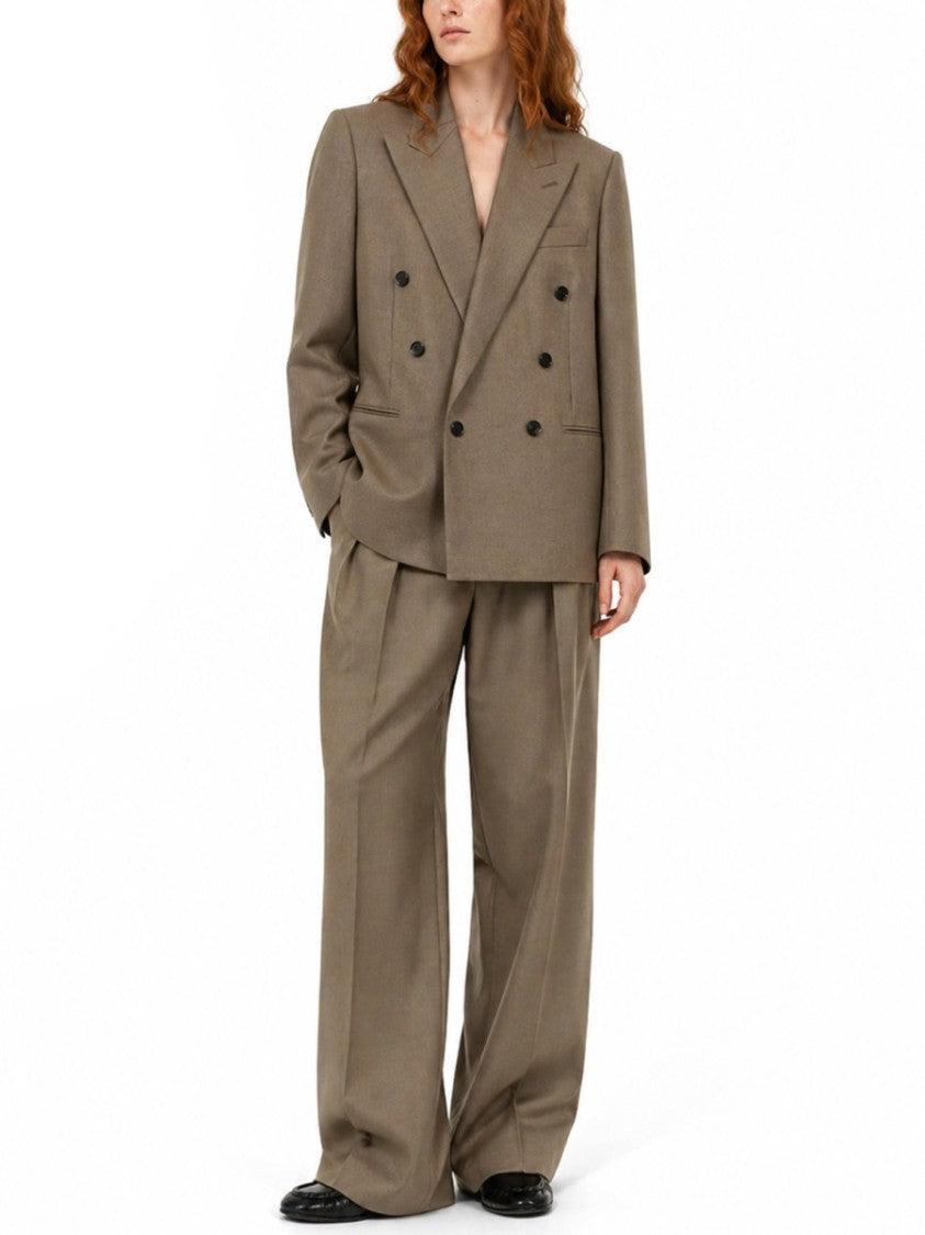 Saint Laurent Wide-Leg Tailored Trousers With High Waist And Pleats