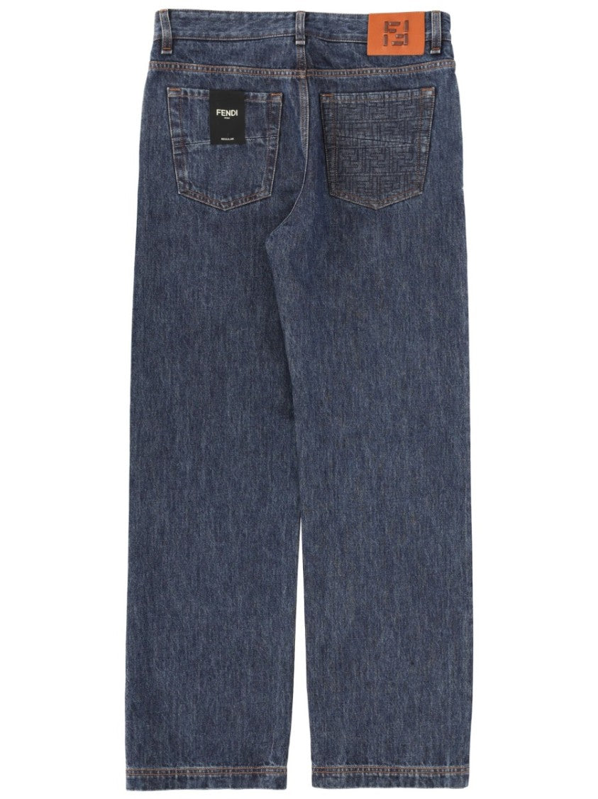 Fendi Contrast Stitching Straight-Leg Denim Jeans