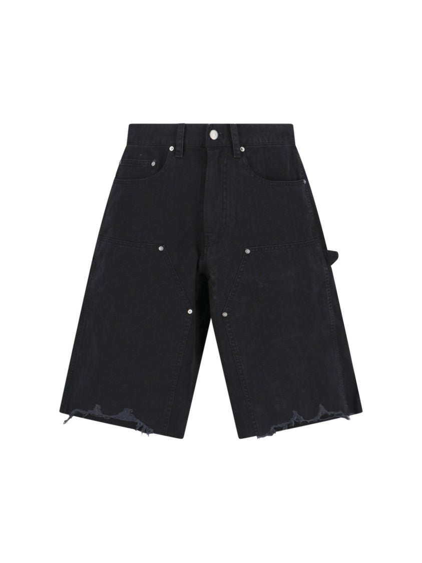 Tonywack Black Cotton Denim Cargo Shorts
