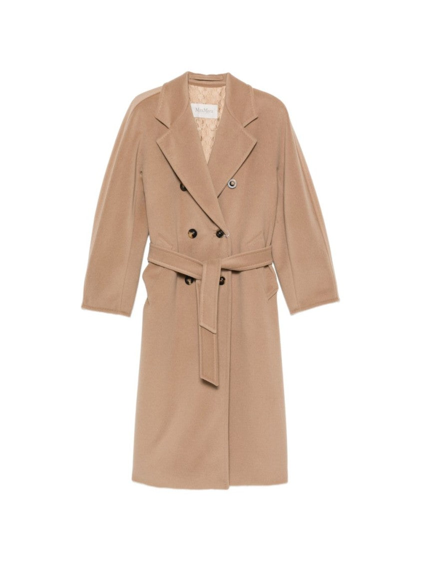 Max Mara Double-Breasted Silk And Nylon Coat With Belted Waist