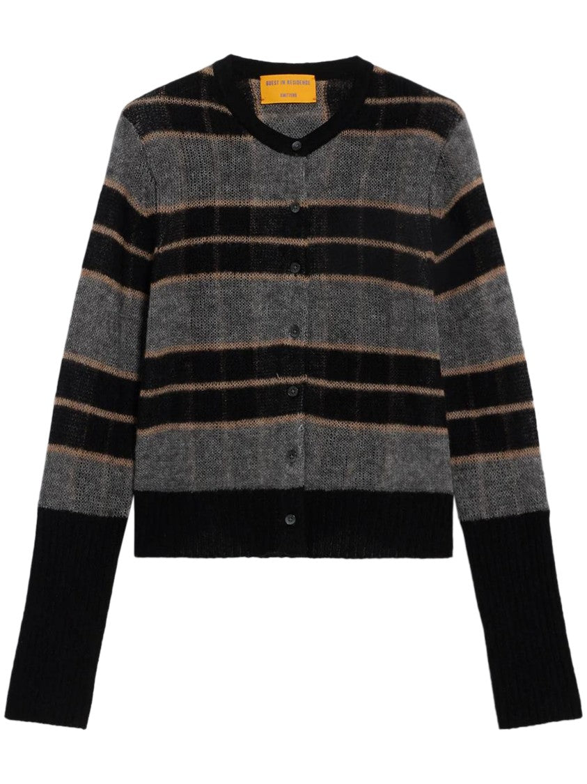 Guest In Residence Shadow Plaid Cardigan With Textured Knit
