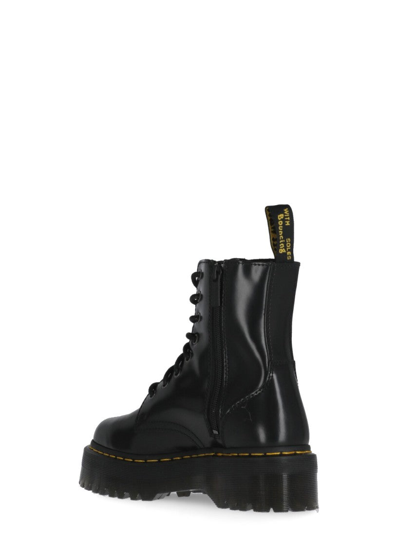 Dr. Martens Smooth Leather Platform Boots With Side Zip Closure
