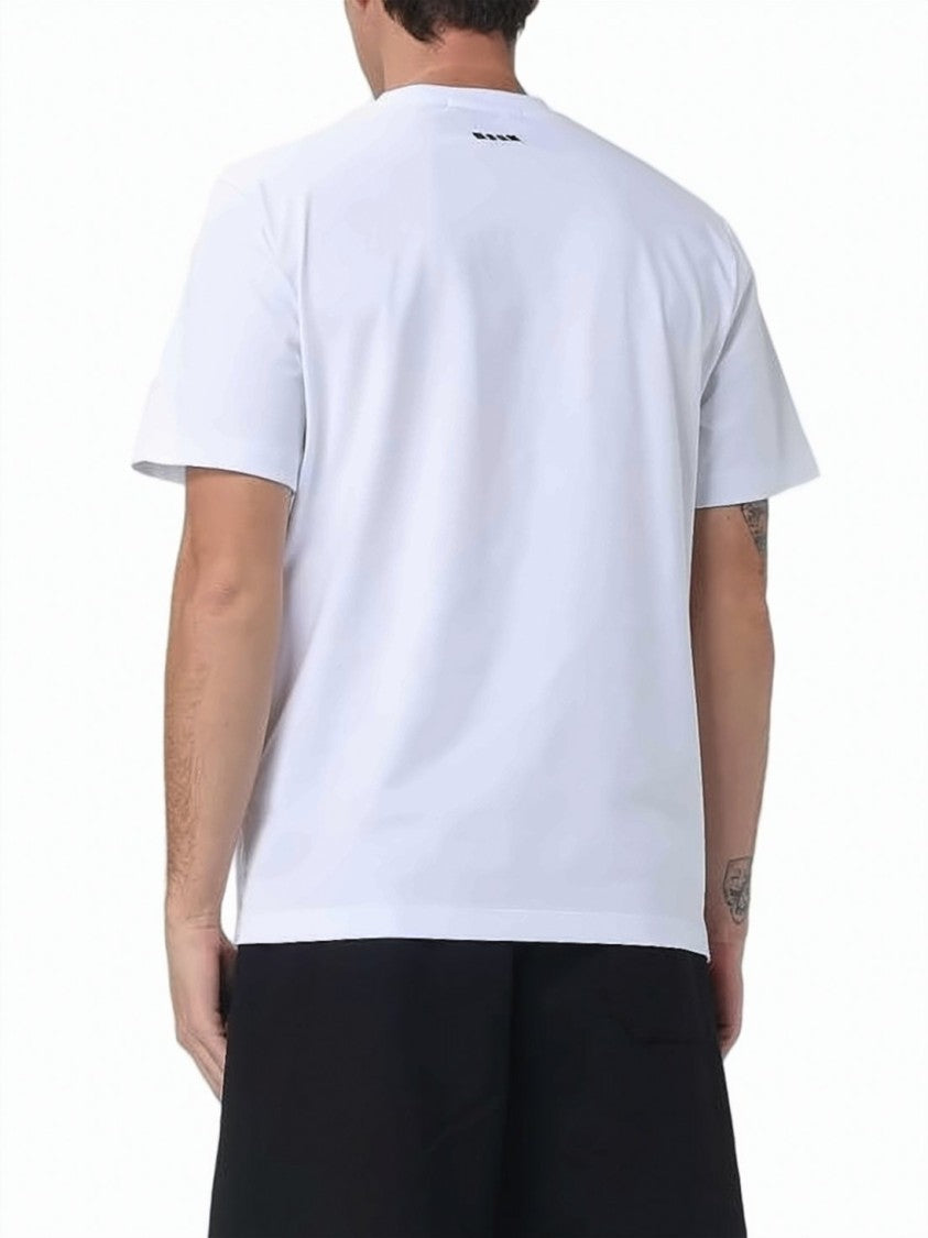 Msgm White Bicycle Graphic Embroidered Cotton T-Shirt