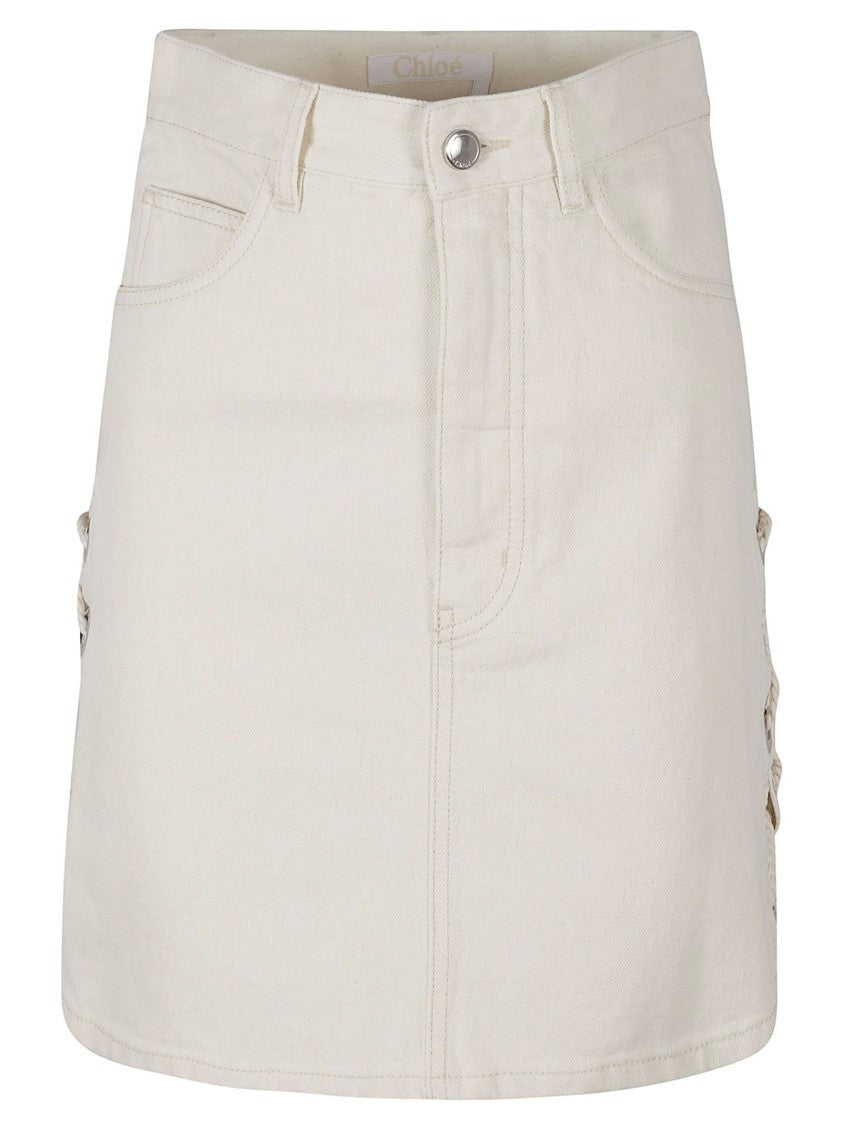 Chloé Fitted High-Waist Skirt With Lace-Up Details