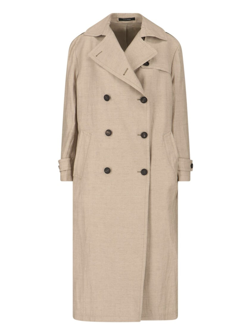 Tagliatore Beige Double-Breasted Wool Cotton Trench