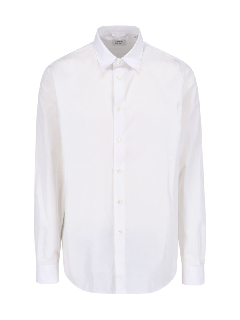Aspesi White Cotton Classic Collar Shirt