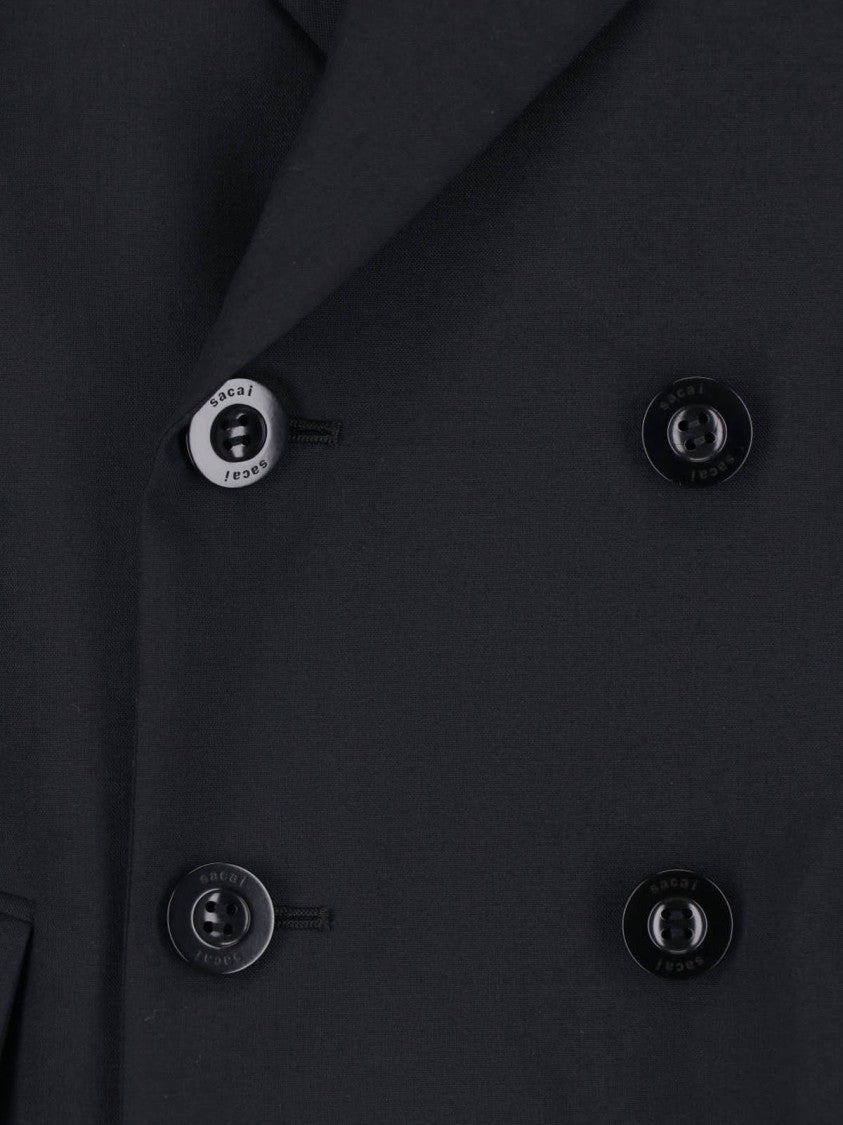 Sacai Double-Breasted Nylon Twill Blazer With Zippered Details