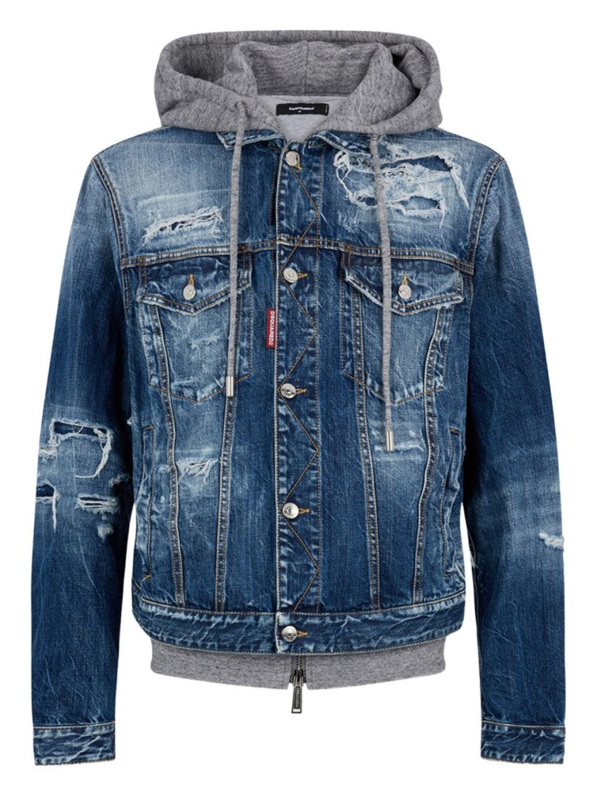Dsquared2 Denim Blue Silk And Nylon Jacket
