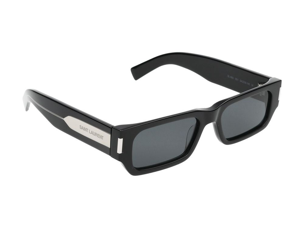Saint Laurent Black Dark Tinted Rectangular Acetate Sunglasses