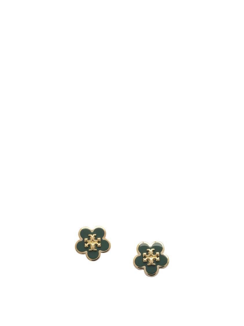 Tory Burch Flower-Shaped Stud Earrings With Gold Tone And Enamel