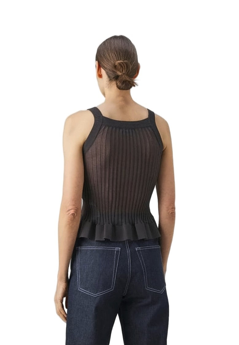 Sunnei Sleeveless Ribbed Knit Top With Square Neckline
