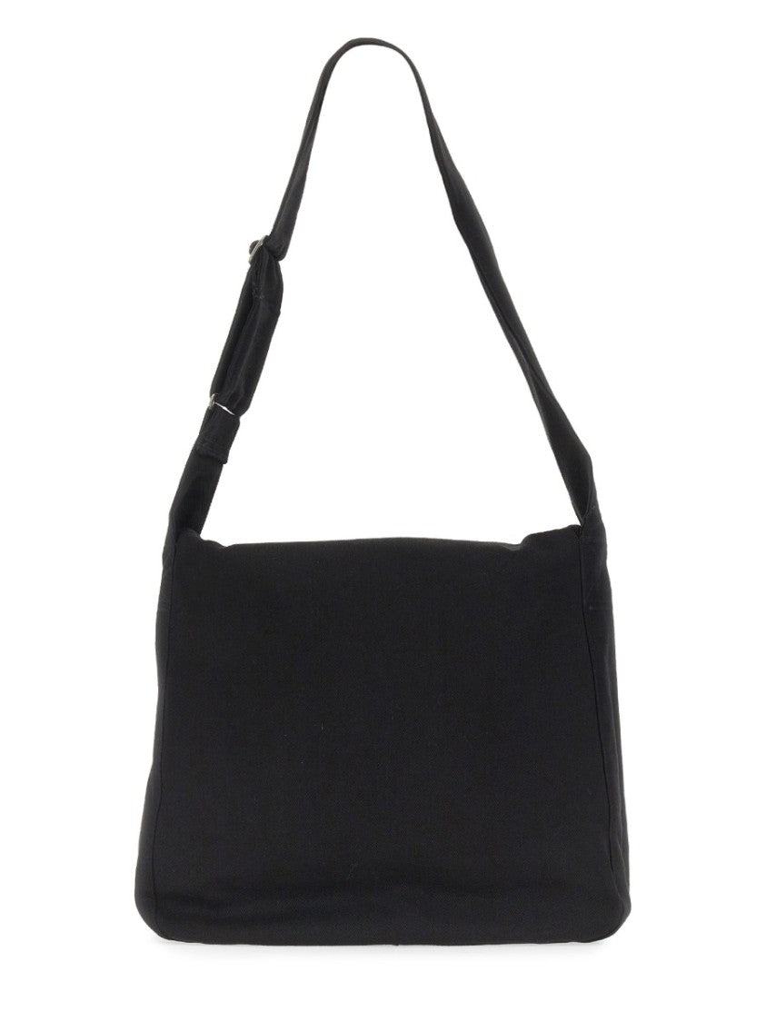 Our Legacy Rectangular Black Cotton Sling Bag With Adjustable Strap