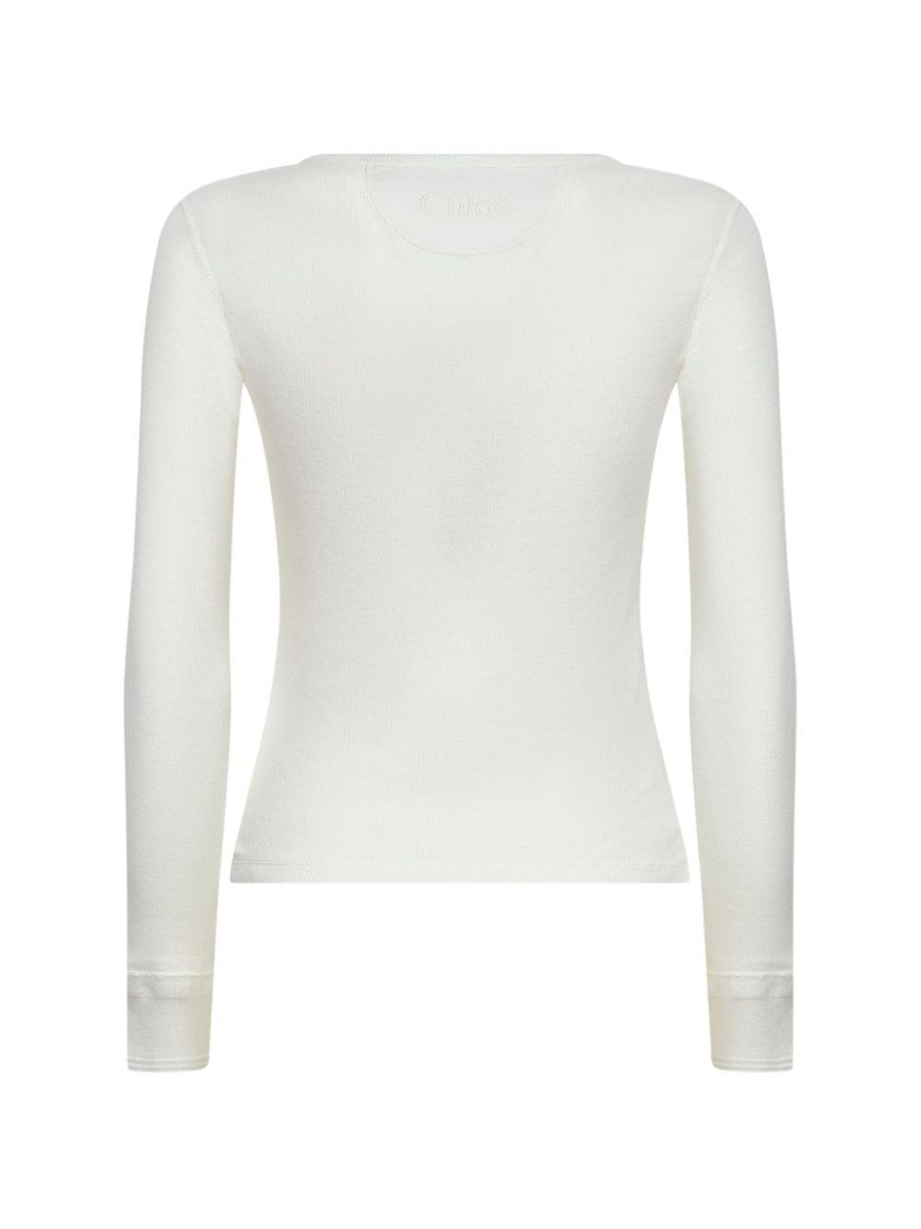 Chloé Fitted Long-Sleeve Top With Scoop Neckline