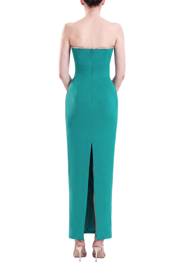 Saiid Kobeisy Strapless Blue Midi Dress