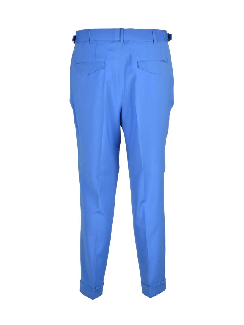 Paoloni Virgin Wool Tailored Trousers - Light Blue