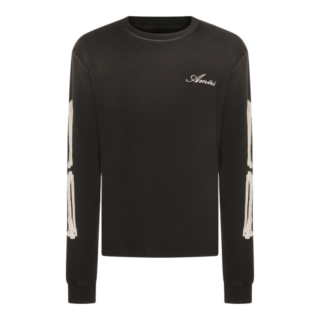 Amiri Long-Sleeved Black Waffle Knit Shirt