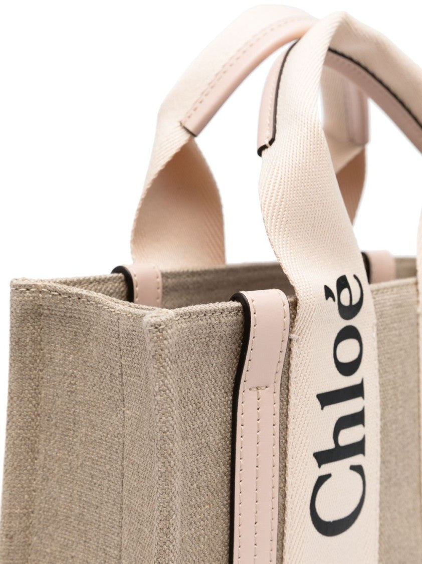 Chloé Beige Small Woody Rectangular Tote Bag