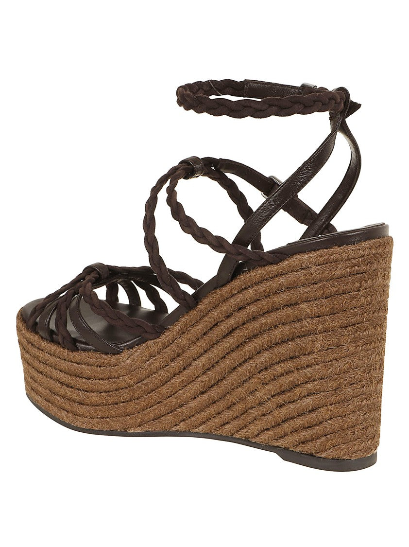 Jimmy Choo Woven Intrecciato Sandal With 100 Mm Wedge