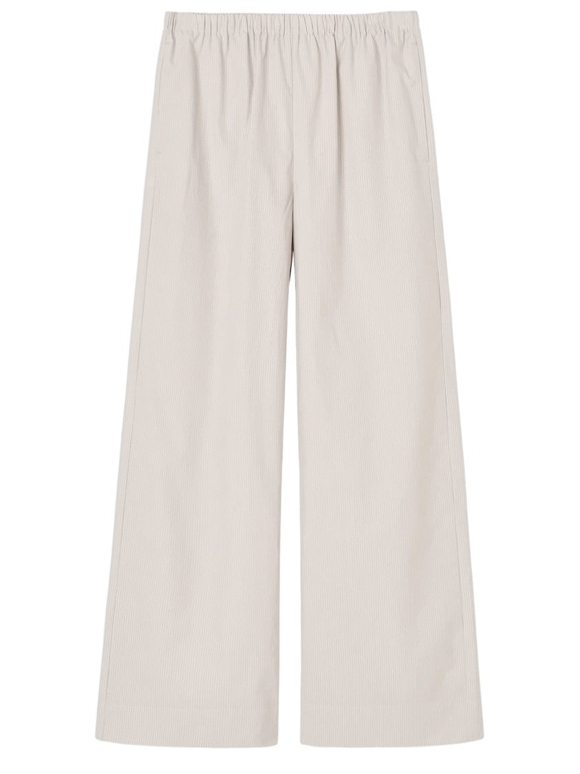 By Malene Birger Wide-Leg Organic Cotton Pants With Striped Texture