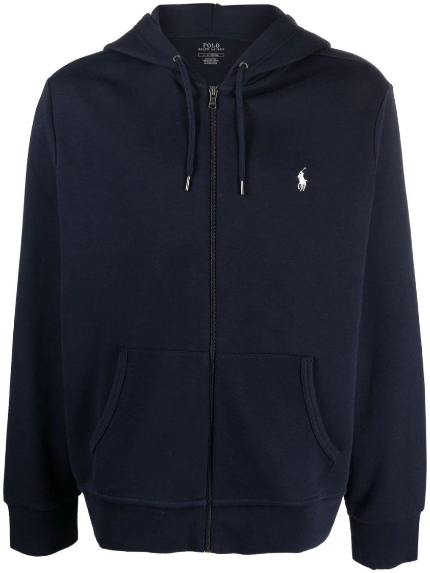 Polo Ralph Lauren Classic Zip-Up Blue Hoodie With Drawstring Hood