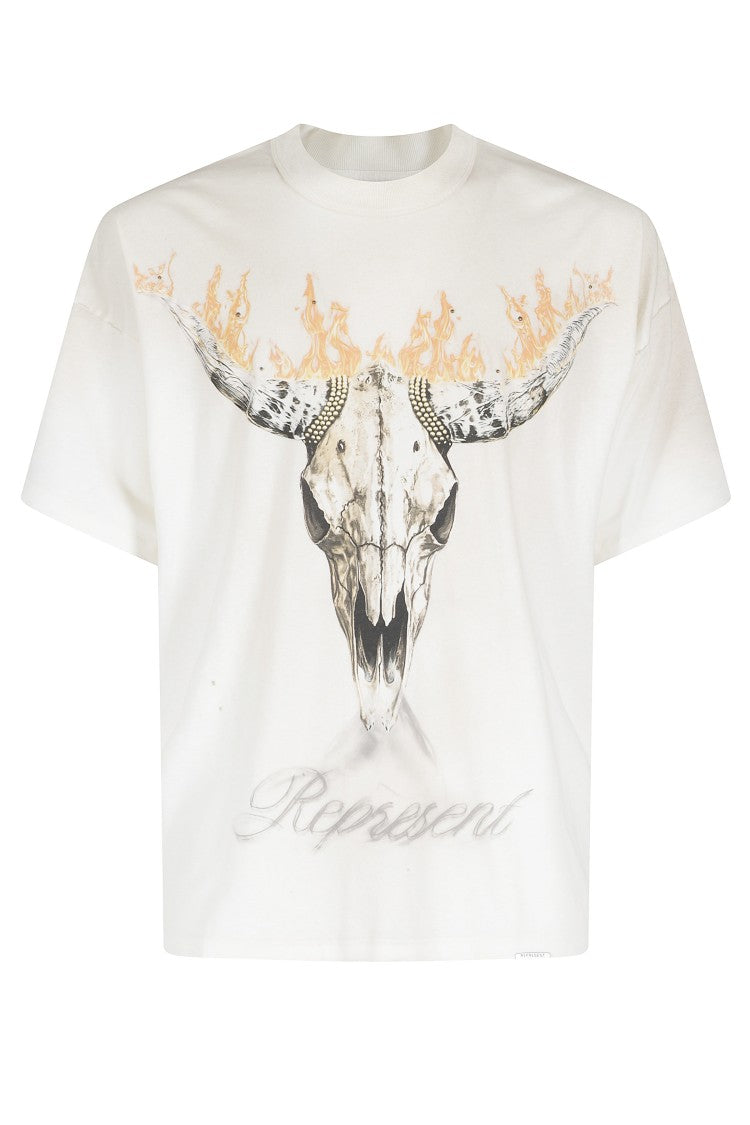 Represent Ecru British Cowboys Graphic Printed Cotton T-Shirt