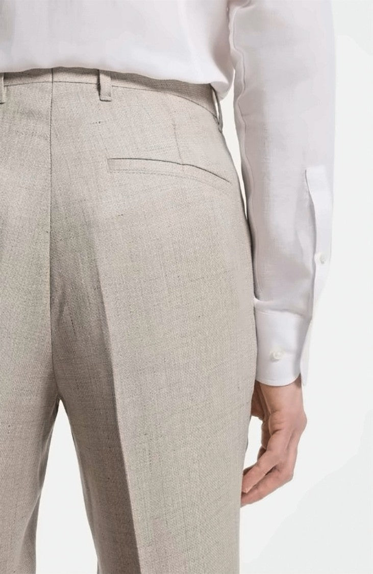 Boss Beige Genius Zip Buttoned Trousers