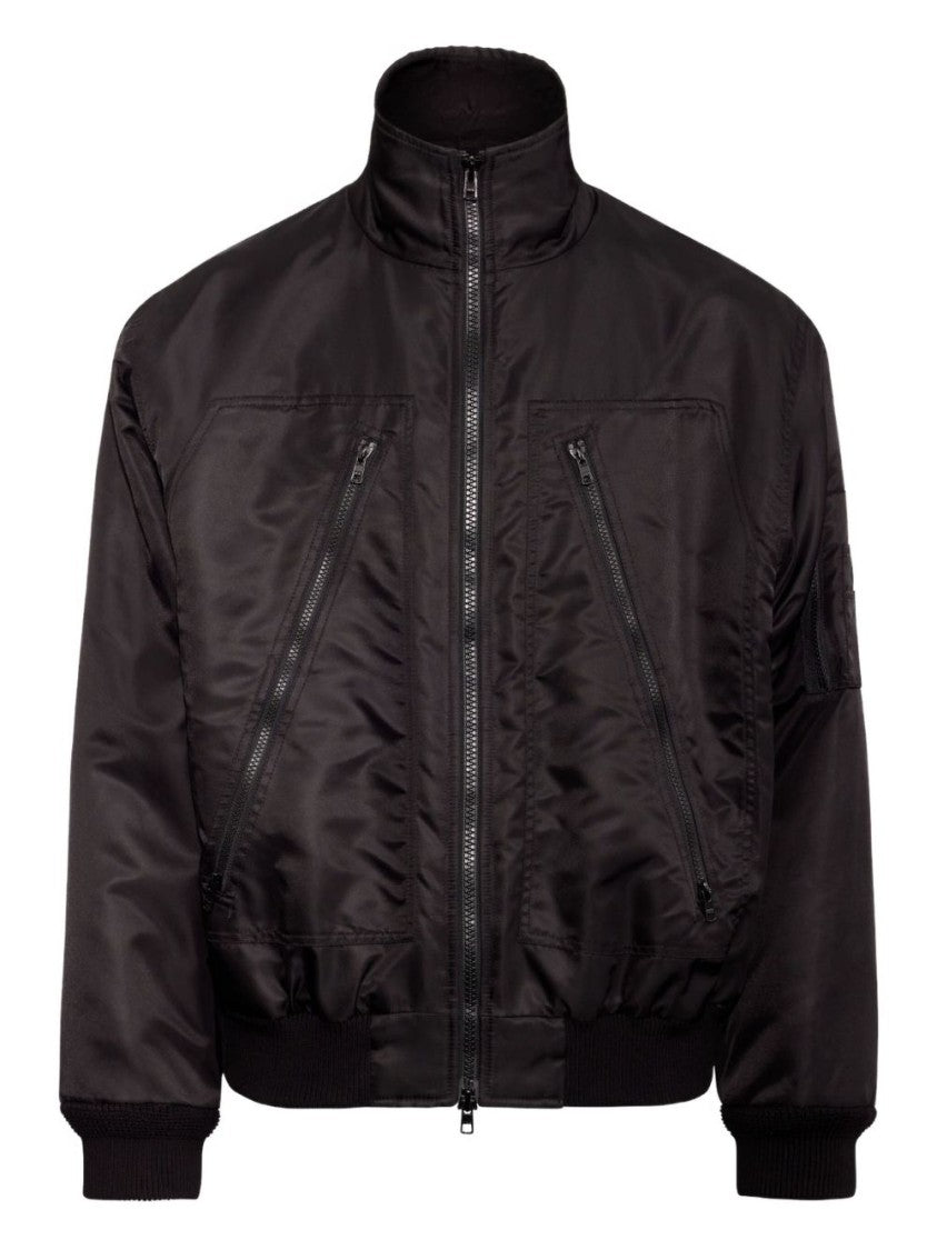 Mm6 By Maison Margiela Black Polyamide Utility Jacket With Modern Silhouette