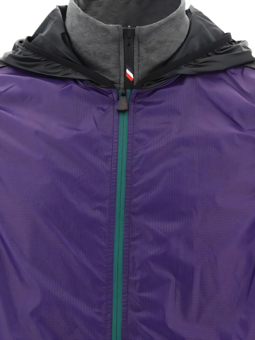 Moncler Layered Grey Jacket With Vibrant Purple Panel