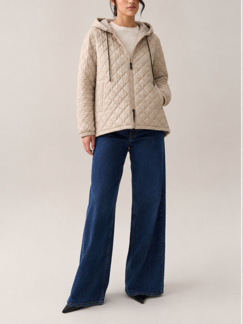 Herno Gold Diamond Quilting Hooded Down Jacket